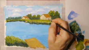 Летний пейзаж//Рисуем просто//Гуашь