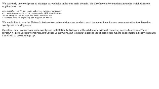 Wordpress: convert from single site to multisite (network) with existing subdomains смотреть онлайн