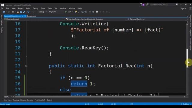 factorial recursive in c# смотреть онлайн