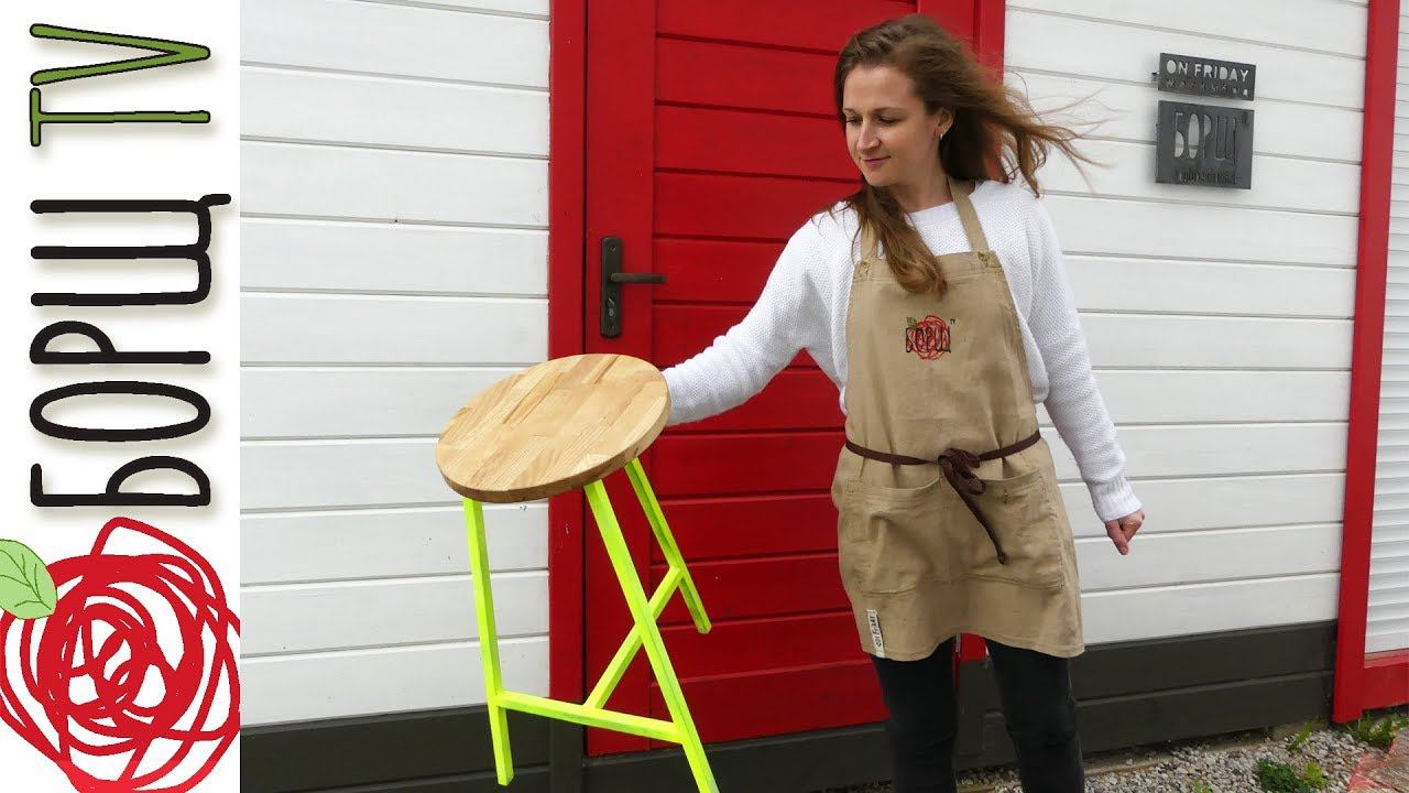 Табурет для мастерской из обрезков дерева и металла смотреть онлайн