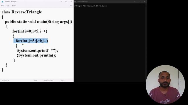 Reverse Right Triangle Star Pattern in Java смотреть онлайн