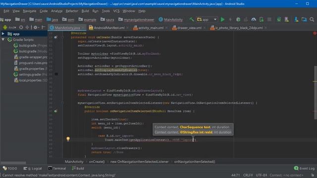 Android Navigation Drawer Using NavigationView Part 3 | Item Select | Android Studio Tutorial смотреть онлайн