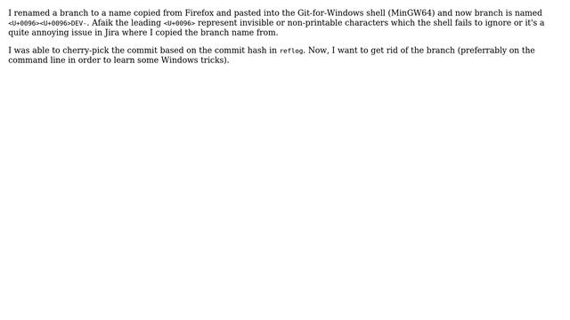 Delete a branch named ＜U+0096＞＜U+0096＞DEV- in Git-for-Windows shell смотреть онлайн