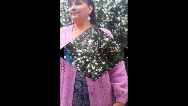 Сиреневый кардиган спицами, из пряжи  Alize Lanagold Classik. В 100г. - 240м.