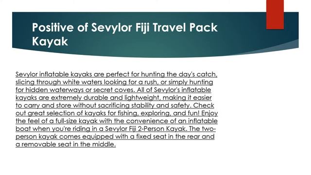 Sevylor Fiji Travel Pack Kayak Review смотреть онлайн