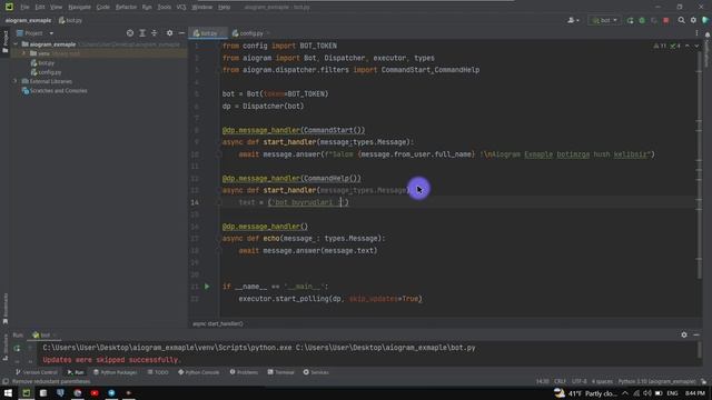 Python-da Telegram Botini o'rnatish. (2. CommandStart, CommandHelp ) смотреть онлайн