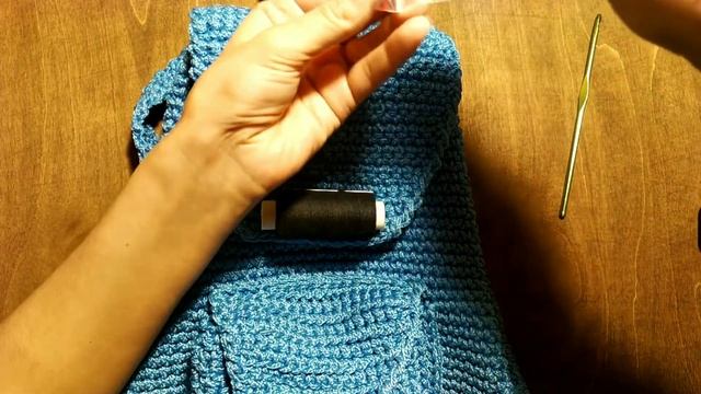 Рюкзак крючком из шнура для начинающих. Часть 9. О лямках и магнитах. смотреть онлайн