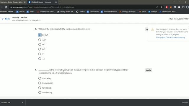 COURSERA : CORE JAVA || INTRODUCTION TO JAVA WEEK 2 QUIZ ANSWERS смотреть онлайн