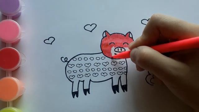 Раскраска. Учимся Рисовать. Легкие Рисунки. Рисуем Фломастерами. Как нарисовать Свинку.Рисуем Хрюшк смотреть онлайн