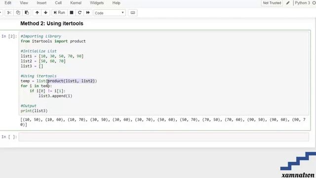 Make pair from two list such that elements are not same in pairs-using itertools смотреть онлайн