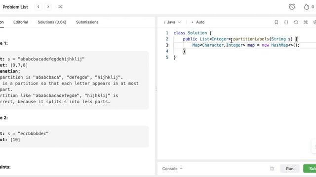 Алгоритмическая секция на Java. Leetcode 763. Partition Labels (Medium), Яндекс смотреть онлайн
