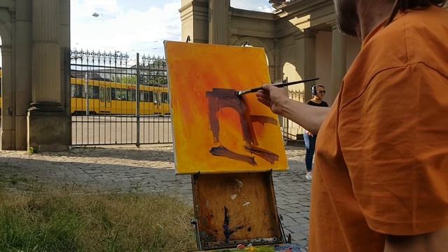 Master Class Arch of the Entrance Rosensteinpark sketch in backlight. Plein air im Park OIL PAINTIN смотреть онлайн