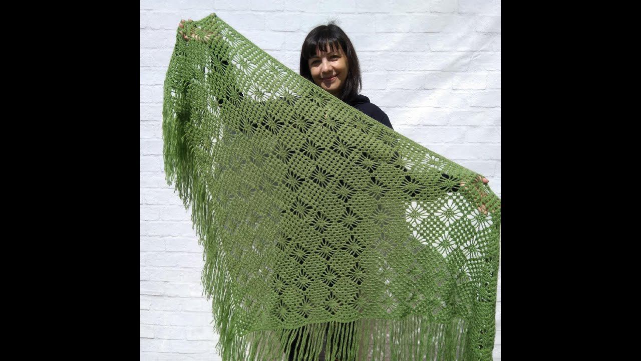 Узор для шали крючком №7 экспресс МК (crochet shawl pattern) смотреть онлайн
