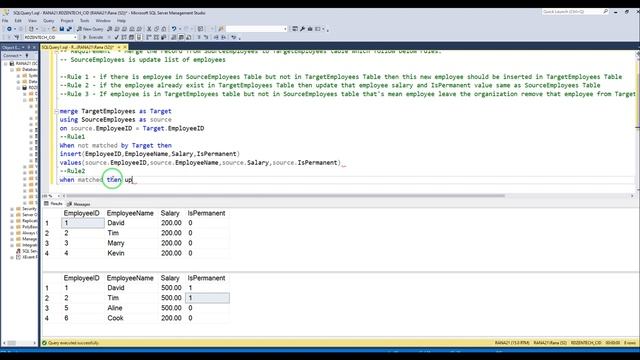 MERGE in SQL Server to insert, update and delete at the same time смотреть онлайн