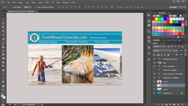 Photoshop Move Tool Tutorial смотреть онлайн