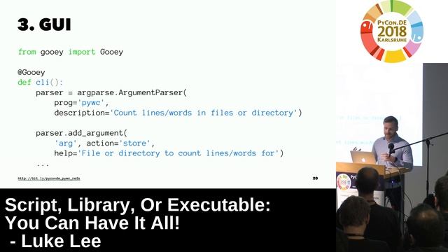 PyCon.DE 2018: Script, Library, Or Executable: You Can Have It All! - Luke Lee смотреть онлайн