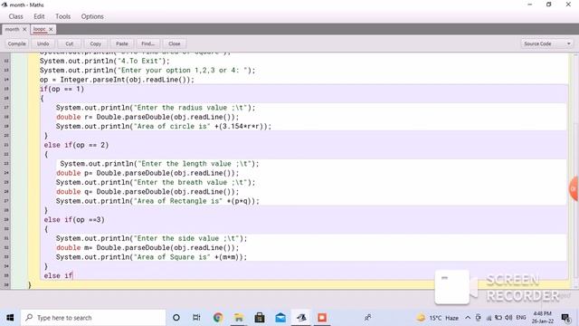 Bufferedreader menu based program to compute area of circle ,area of rectangle,area of square part смотреть онлайн
