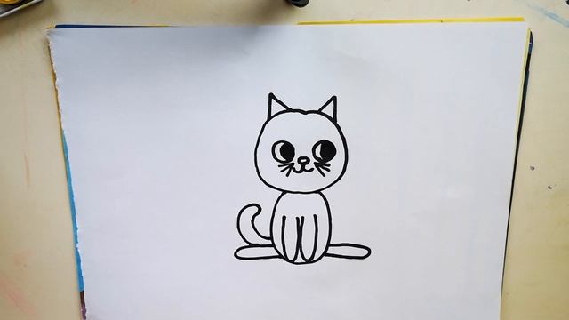 Как нарисовать котика. Котенок. Мультик раскраска для детей. смотреть онлайн