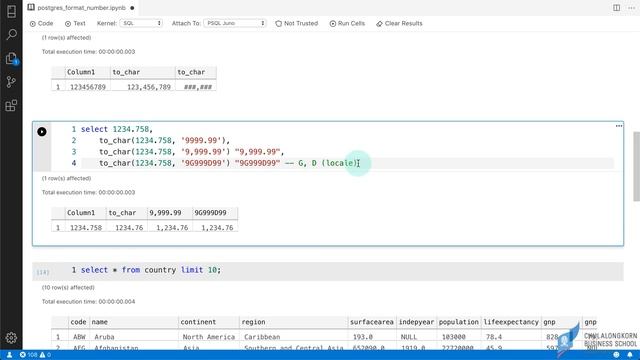 สอน PostgreSQL: การจัดรูปแบบการแสดงผลตัวเลข เช่น ใส่ตัวคั่นที่หลักพัน แสดงทศนิยม 2 ตัวแหน่ง смотреть онлайн