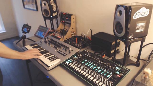 Synth Jam but the bassline is generated randomly (Xynthesizr, Volca Bass + FM, Minilogue, TR-8) смотреть онлайн