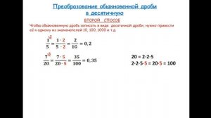 Запись обыкновенной дроби в виде десятичной