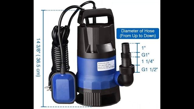 Yescom 1HP Submersible Water Pump 3434GPH 750W Clean/Dirty Water Pumps with Automatic Float Switch смотреть онлайн