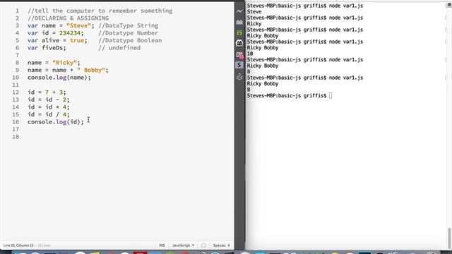 Working with JavaScript Variables and Datatypes смотреть онлайн