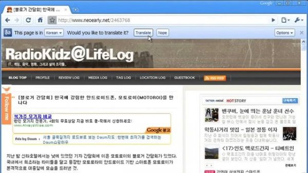 Automatic Translation in Google Chrome