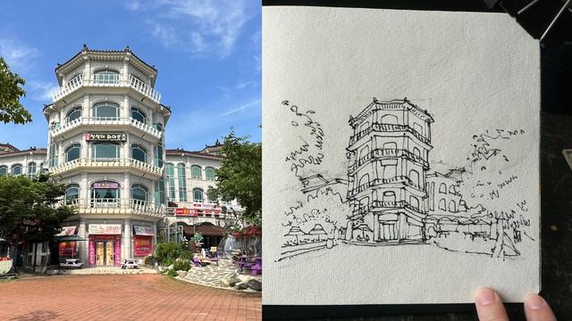 Gyeongju waterfront pagoda sketch (timelapse tutorial) смотреть онлайн
