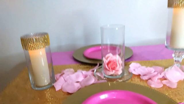 DIY DOLLAR TREE - PINK AND GOLD TABLE SETTING, PINK AND GOLD BABY SHOWER, PINK AND GOLD WEDDING смотреть онлайн