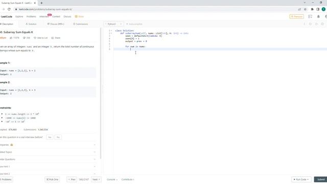 February 10/2022 LeetCode Challenge: Subarray Sum Equals K смотреть онлайн