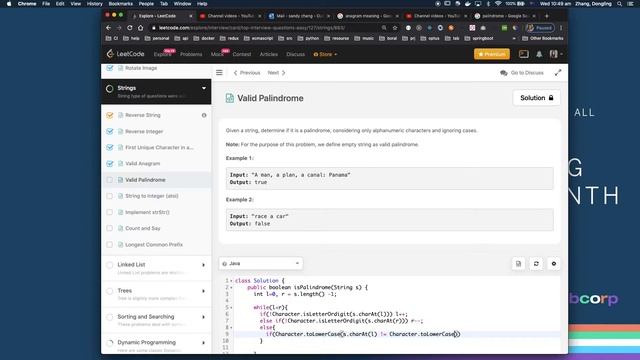 leetcode q125 Valid Palindrome | Java смотреть онлайн
