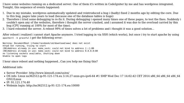 DevOps & SysAdmins: Cannot start apache after reboot on dedicated server смотреть онлайн