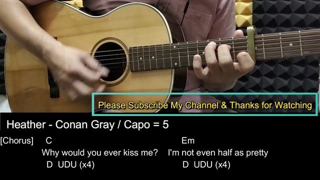 Conan Gray - Heather Guitar Tutorial Cover with Chords / Lyrics смотреть онлайн