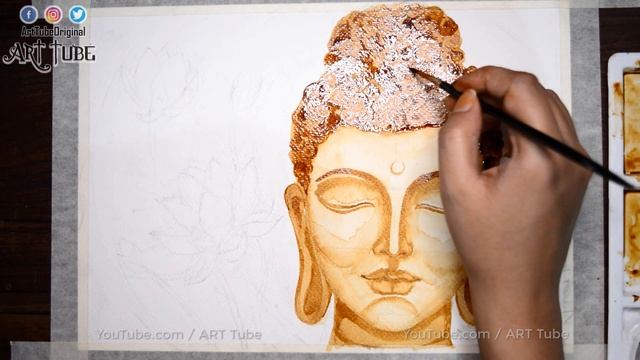 Coffee Painting Tutorial, How to Draw Lord Buddha using Coffee ☕, Buddha Coffee Art STEP BY STEP смотреть онлайн
