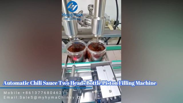 Automatic Chili Sauce Two Heads Bottle Piston Filling Machine Model HYAP2-10TMHS смотреть онлайн
