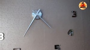 Настенные 3D часы серебристые, интерьерные настенные часы. Часы клеящиеся на стену