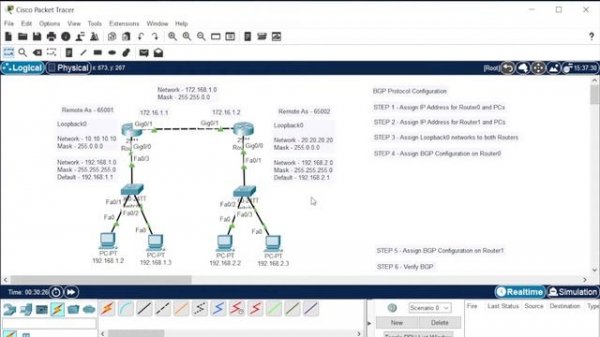 Border Gateway Protocol (BGP) Configuration On Packet Tracer | Networking Academy | #BGP | #Routing
