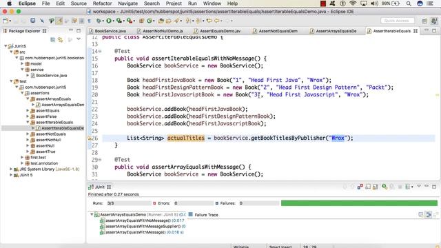 JUnit 5 Assertions - assertIterableEquals method смотреть онлайн