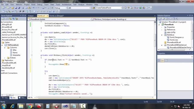 Part-8 If textbox is empty give error message before saving смотреть онлайн