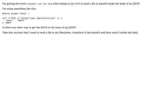 cUrl : Argument list too long смотреть онлайн