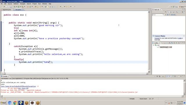 ARRAYS,EXCEPTION HANDLING,DYNAMIC HANDLING FILE SYSTEM CONCEPTS IN JAVA смотреть онлайн