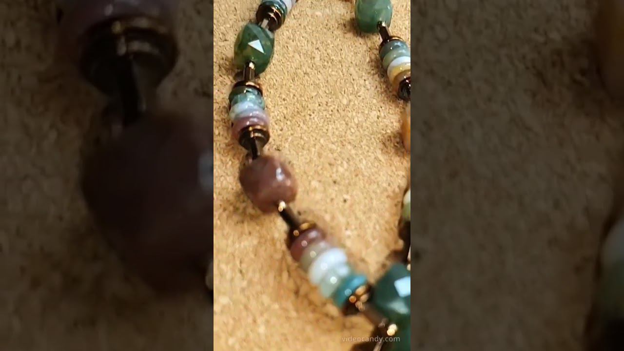 Индийский агат и аммонит. Бусы и серьги. смотреть онлайн