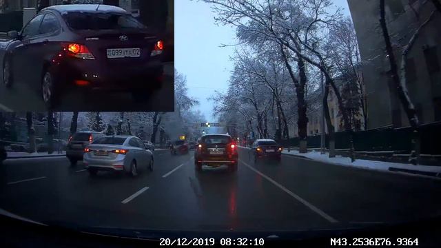 Езда по автобусной полосе по улице Наурызбай батыра г.Алматы "20.12.2019" смотреть онлайн