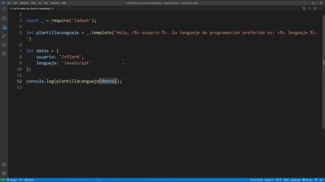 Lodash Ejercicio: 276 Compilar una Función de Plantilla con la Función template() смотреть онлайн