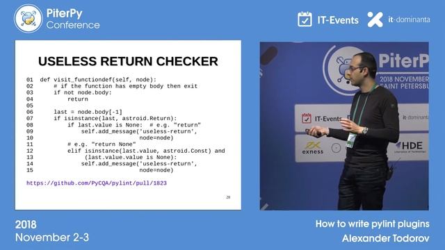 [RUS] Alexander Todorov: "How to write pylint plugins" / #PiterPy смотреть онлайн
