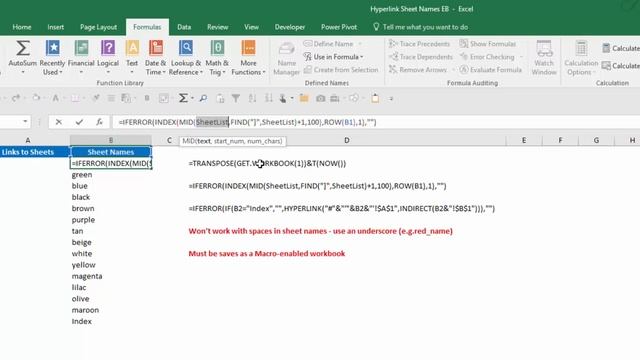 How To Create A Dynamic Hyperlinked List Of Worksheets In Excel смотреть онлайн