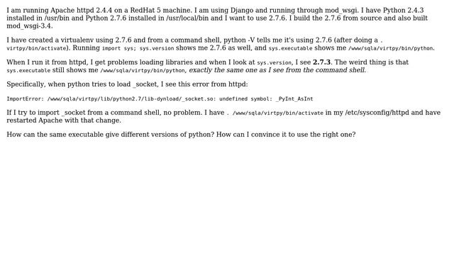 Why does httpd seem to use a different version of python with the same executable? смотреть онлайн