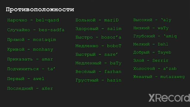 Египетский диалект арабского языка, урок 2 - лексика