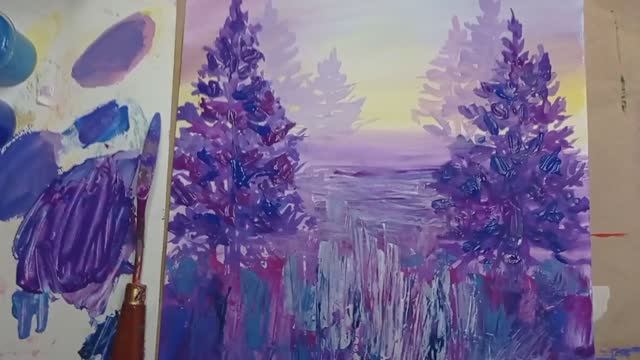 Как нарисовать простой пейзаж гуашью смотреть онлайн